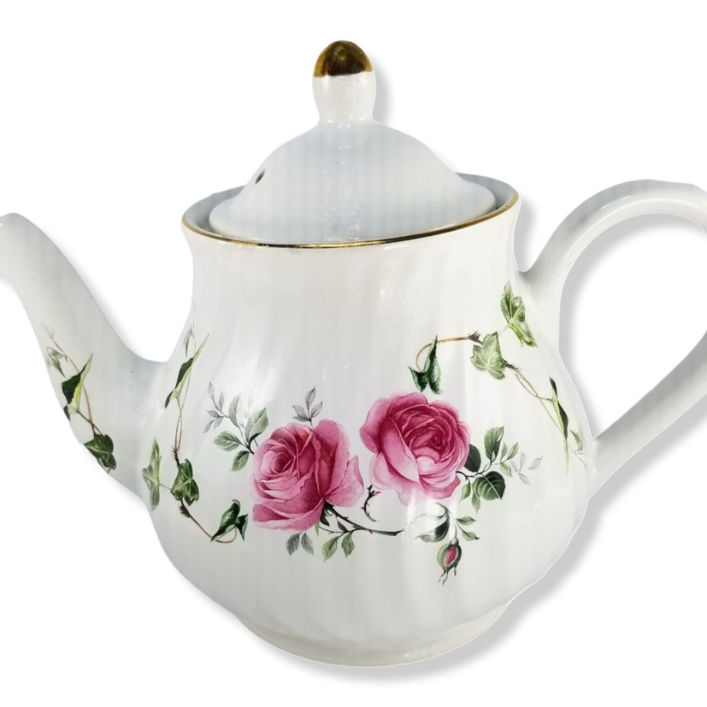 Staffordshire Arthur Wood & Sons Teapot #6426 Rose England Coffee Fine Teapot